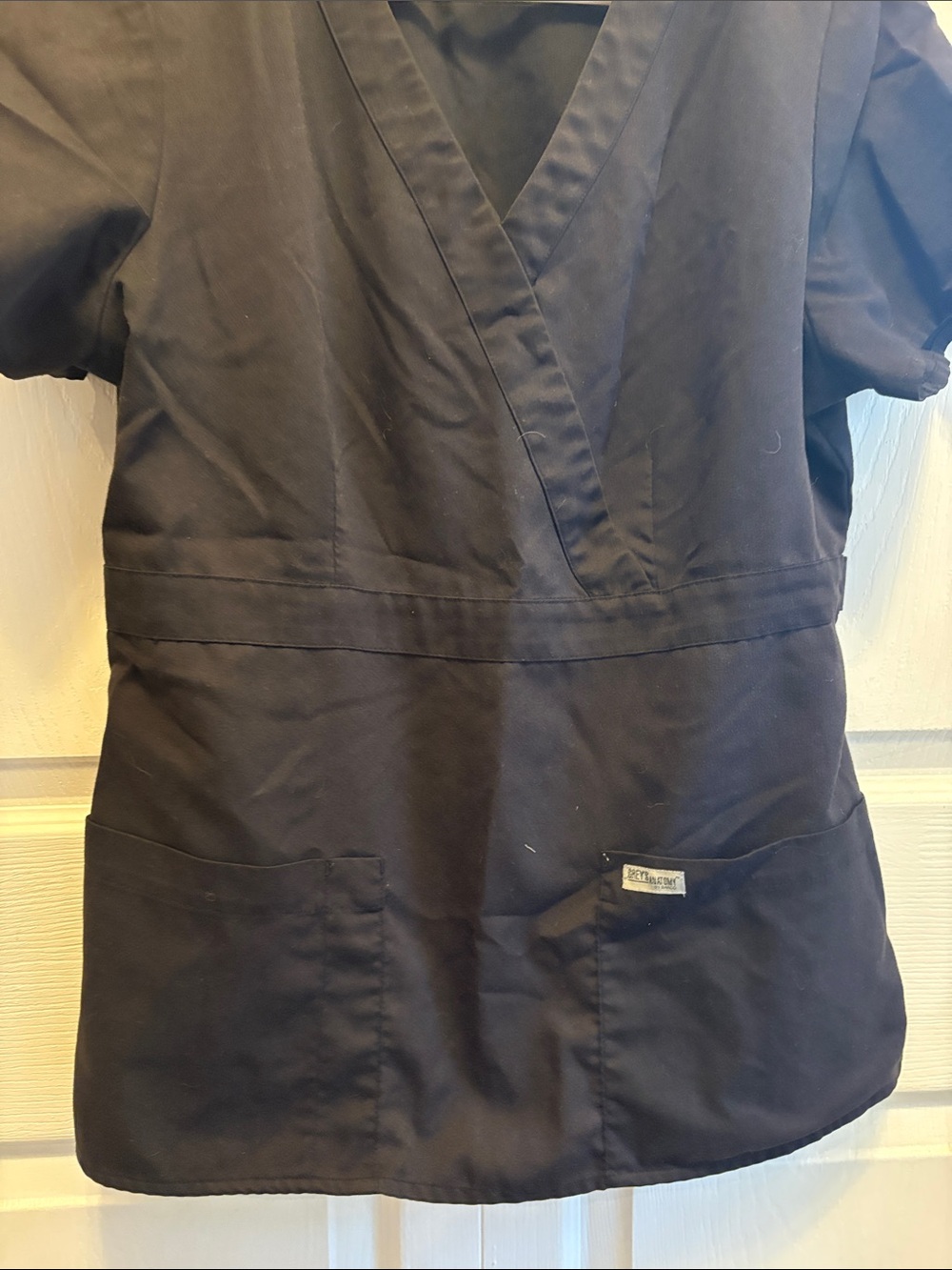 Greys Anatomy by Barco Black Mock Wrap Scrub Top Medical Uniform Medium M - Picture 5 of 8